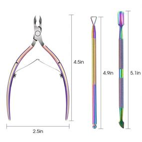 img 3 attached to 💅 Manicure and Pedicure Tools Set with Cuticle Trimmer, Pusher, Cutter, and Dead Skin Remover Scissor Plier by JUNHCZOY for Nail Care