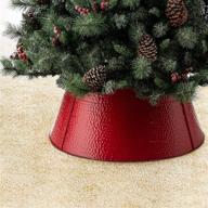 glitzhome red hammered metal christmas tree collar decorations - 26-inch base diameter logo