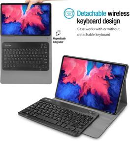 img 2 attached to 💻 ProCase Keyboard Case for Lenovo Tab P11 2020 - 11 inch, Model TB-J606F TB-J606X, Folio Cover with Detachable Wireless Keyboard – Black