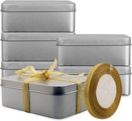 📦 6-pack stainless steel tins box with lid - empty metal cans for storage of gifts, treats, candles, favors, and crafts - silver, 4.9 x 3.7 x 2.3 inches логотип