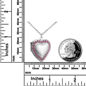 img 3 attached to POWER WING Love Heart Locket Necklace with Jan-Dec Birthstone CZ for Pictures | Living Memory Lockets, 18-inch