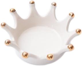img 1 attached to 👑 SOCOSY Royal Crown Ceramic Ring Holder Stand Trinket Tray Jewelry Dish for Earrings, Bracelets, Keys, Necklaces - Ideal Gift for Weddings, Birthdays, Christmas