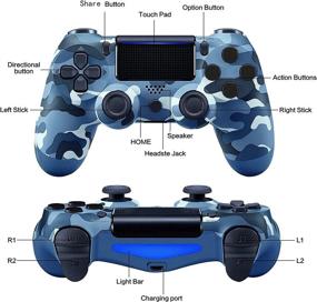 img 1 attached to 🎮 Wireless TOPAD for P-4 Controller with Touch Pad and Stereo Headset Jack - Camouflage Blue, Compatible with P-4/Slim/Pro Console