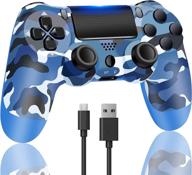 🎮 wireless topad for p-4 controller with touch pad and stereo headset jack - camouflage blue, compatible with p-4/slim/pro console logo
