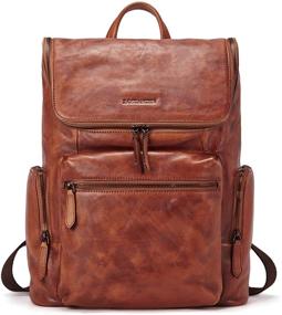 img 4 attached to BOSTANTEN Leather Backpack Capacity Shoulder Laptop Accessories for Bags, Cases & Sleeves