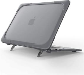 img 4 attached to 📁 AVAKOT Grey Heavy Duty Slim Hard Protective Cover with Fold Kickstand for MacBook Air 13 Inch Retina with Touch ID (2020/2019/2018 Release, A2337 M1/A2179/A1932)