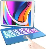 🔤 ipad 9th generation 10.2 keyboard case | touch keyboard for ipad 8th gen - wireless bluetooth backlit keyboard for ipad 10.2 inch (sky blue) logo