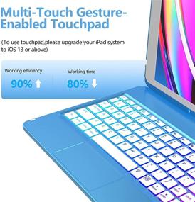 img 2 attached to 🔤 iPad 9th Generation 10.2 Keyboard Case | Touch Keyboard for iPad 8th Gen - Wireless Bluetooth Backlit Keyboard for iPad 10.2 inch (Sky Blue)