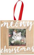 🐾 pearhead happy howlidays wood pet picture frame ornament - rustic holiday décor logo