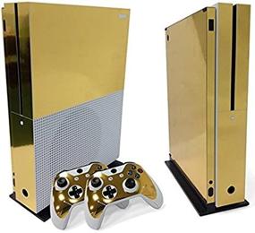 img 4 attached to 🎮 WPS Gold Glossy Vinyl Decal Skin/Sticker Wrap Cover for Xbox One S Slim Console + 2 Controller - Ultimate Protection