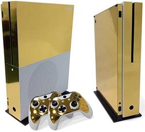 img 1 attached to 🎮 WPS Gold Glossy Vinyl Decal Skin/Sticker Wrap Cover for Xbox One S Slim Console + 2 Controller - Ultimate Protection