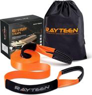 rayteen winch extension strap(2in x 66ft) heavy duty emergency towing winch rope for recovery vehicles winch strap for towing truck car atv offroad from sand mud snow logo