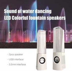 img 1 attached to 💡 Aoboo Music Fountain Speakers with LED Lights for Desktop Laptop Computer PC, USB Powered Stereo Speakers with 3.5mm Audio Input (White, Line-in Connection)