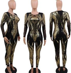 img 2 attached to 👗 Aro Lora Women's Glitter Bodycon Jumpsuits for Trendy Fashion