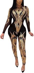 img 4 attached to 👗 Aro Lora Women's Glitter Bodycon Jumpsuits for Trendy Fashion