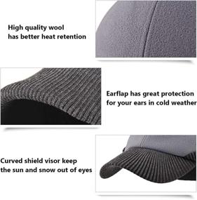 img 1 attached to 🧢 LCZTN Wool Winter Baseball Cap - Stay Warm with Earflap & Visor: Perfect Outdoor Ski Visor Beanie Hat for Men & Women