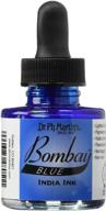 👨 dr. ph. martin’s 1.0 oz blue bombay india ink bottle (5by) – 1 bottle logo