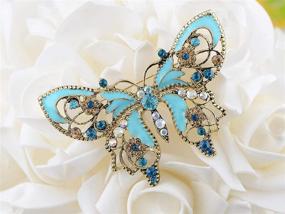 img 2 attached to Alilang Antique Aquamarine Rhinestones Butterfly