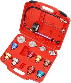 img 4 attached to 🚗 JIFETOR 14PCS Radiator Pressure Leakage Tester Kit: Automotive Cooling System Water Tank Leak Test Detector Set with Aluminum Hand Pump and Adapters