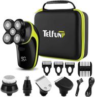 🧔 telfun 5-in-1 head shavers for bald men - electric razor with led display, ipx7 waterproof & faster-charging - complete mens grooming kit with beard trimmer, nose hair & hair clippers, plus facial cleaning brush logo