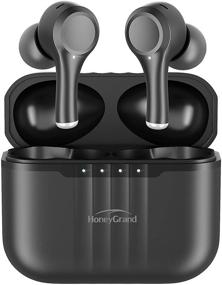 img 4 attached to 🎧 HoneyGrand True Wireless Earbuds: Graphene Deep Bass, Bluetooth 5.2, Active Noise Cancelling, IPX5 Waterproof - Perfect for Work, Office, and Sports!