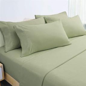 img 4 attached to 🛏️ HOMEIDEAS Queen Size Sage Green Bed Sheets Set - Extra Soft Brushed Microfiber 1800 Bedding Sheets with Deep Pockets, Wrinkle & Fade-Resistant