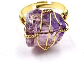 img 1 attached to 💎 Enhance Inner Harmony with Healing Chakra Crystal Ring - Uniquely Crafted Natural Stone Amorphous Crystal Ring