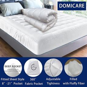 img 1 attached to 🛏️ DOMICARE Quilted Fitted Mattress Protector with Deep Pocket - Queen Size, Cooling Cotton Mattress Pad Cover Topper (8-21 Inch) White