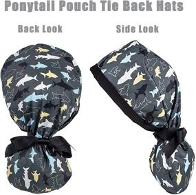 img 3 attached to 💇 Stylish Scrub Caps with Ponytail Holder and Buttons - Perfect for Women with Long Hair