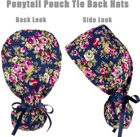 img 1 attached to 💇 Stylish Scrub Caps with Ponytail Holder and Buttons - Perfect for Women with Long Hair