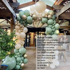 img 3 attached to Retro Olive Green Balloon Arch Kit - Sage Green, Ivory White & Metallic Chrome Gold Balloons for Baby Shower, Bridal Shower, Birthday Party, Wedding, Graduation - DIY Balloon Garland Kit