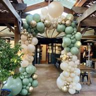 retro olive green balloon arch kit - sage green, ivory white & metallic chrome gold balloons for baby shower, bridal shower, birthday party, wedding, graduation - diy balloon garland kit logo
