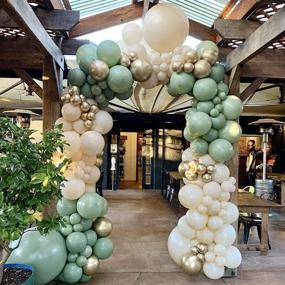 img 4 attached to Retro Olive Green Balloon Arch Kit - Sage Green, Ivory White & Metallic Chrome Gold Balloons for Baby Shower, Bridal Shower, Birthday Party, Wedding, Graduation - DIY Balloon Garland Kit
