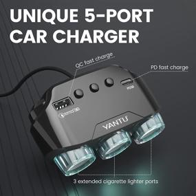 img 2 attached to YANTU QC3.0 Cigarette Lighter Adapter: 120W 12V/24V 3-Socket Splitter with USB Ports, LED Display & On-Off Switch