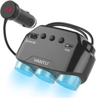 yantu qc3.0 cigarette lighter adapter: 120w 12v/24v 3-socket splitter with usb ports, led display & on-off switch logo