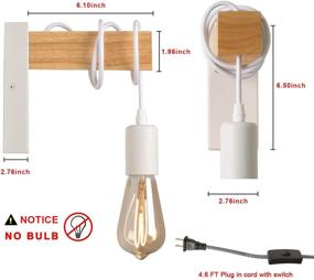 img 2 attached to Modern Industrial Plug In Cord Wood Wall Lamp Rustic Lift Pipe - Retro Pendant Lamp Adjustable Hanging Wall Mount Lights Fixture - Wall Sconces Decoration For Indoor Living Room Bedroom (White)