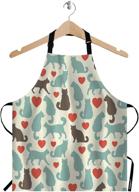 wondertify cat apron - funny animal with cute kittens and red heart bib apron for men and women - adjustable neck - ideal for home kitchen cooking, waitress, chef, grill, bistro, baking, bbq - artist apron logo