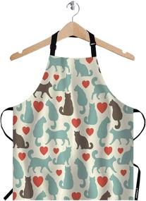 img 4 attached to WONDERTIFY Cat Apron - Funny Animal with Cute Kittens and Red Heart Bib Apron for Men and Women - Adjustable Neck - Ideal for Home Kitchen Cooking, Waitress, Chef, Grill, Bistro, Baking, BBQ - Artist Apron