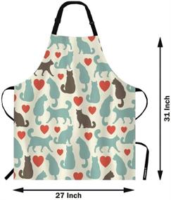 img 2 attached to WONDERTIFY Cat Apron - Funny Animal with Cute Kittens and Red Heart Bib Apron for Men and Women - Adjustable Neck - Ideal for Home Kitchen Cooking, Waitress, Chef, Grill, Bistro, Baking, BBQ - Artist Apron