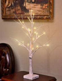 img 4 attached to 🌲 Battery-Operated 24 LED Birch Tree, 2FT Tabletop Tree with Timer for Home Wedding Party Festival Christmas Decorations - Fristmas Lighted Artificial Tree