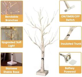 img 1 attached to 🌲 Battery-Operated 24 LED Birch Tree, 2FT Tabletop Tree with Timer for Home Wedding Party Festival Christmas Decorations - Fristmas Lighted Artificial Tree