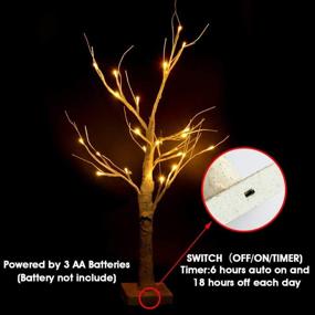 img 3 attached to 🌲 Battery-Operated 24 LED Birch Tree, 2FT Tabletop Tree with Timer for Home Wedding Party Festival Christmas Decorations - Fristmas Lighted Artificial Tree