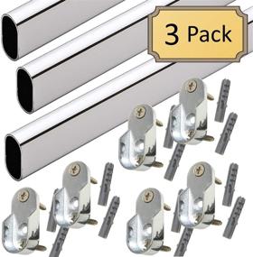 img 3 attached to 🔒 36" Oval Closet Rod with End Supports - Polished Chrome - Pack of 3 Sets: Organize your Closet Efficiently!