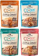 wellness core simply shreds grain free wet cat food toppers - variety pack with 4 flavors - 1.75 ounce pouches (total of 12) logo