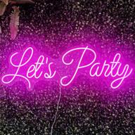 🎉 illuminate your celebrations with the let's party led neon sign - vibrant 27" wall decor in pink, ideal for bedroom, bar, club, bachelorette, engagement, birthday, wedding parties & home decoration логотип