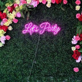 img 3 attached to 🎉 Illuminate Your Celebrations with the Let's Party LED Neon Sign - Vibrant 27" Wall Decor in Pink, Ideal for Bedroom, Bar, Club, Bachelorette, Engagement, Birthday, Wedding Parties & Home Decoration