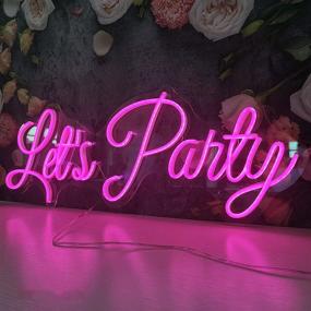 img 2 attached to 🎉 Illuminate Your Celebrations with the Let's Party LED Neon Sign - Vibrant 27" Wall Decor in Pink, Ideal for Bedroom, Bar, Club, Bachelorette, Engagement, Birthday, Wedding Parties & Home Decoration