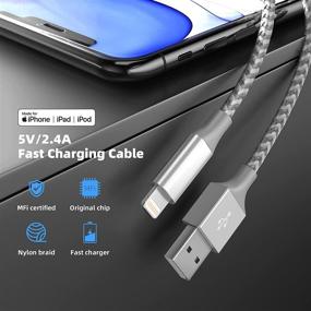 img 2 attached to 🔌 3-Pack 10FT Bkayp [MFi сертифицированный] Lightning кабель - Зарядное устройство для iPhone - Lightning к USB совместим с iPhone 12/11 Pro/11/XS MAX/XR/8/7/6s/6/Plus, iPad Pro/Air/Mini - серо-белый