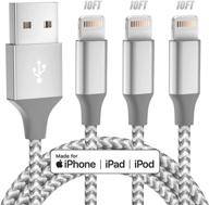 🔌 3-pack 10ft bkayp [mfi certified] lightning cable - iphone charger - lightning to usb compatible with iphone 12/11 pro/11/xs max/xr/8/7/6s/6/plus, ipad pro/air/mini - greywhite logo