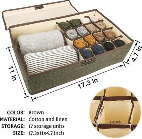 img 3 attached to 🧦 COSIFO 2PC Sock Underwear Organizer Dividers with Lids – 17 Cells Sock Drawer Organizer – Foldable Closet Storage Boxes for Socks, Bras, Ties, Towels, Scarves, Lingerie - Coffee